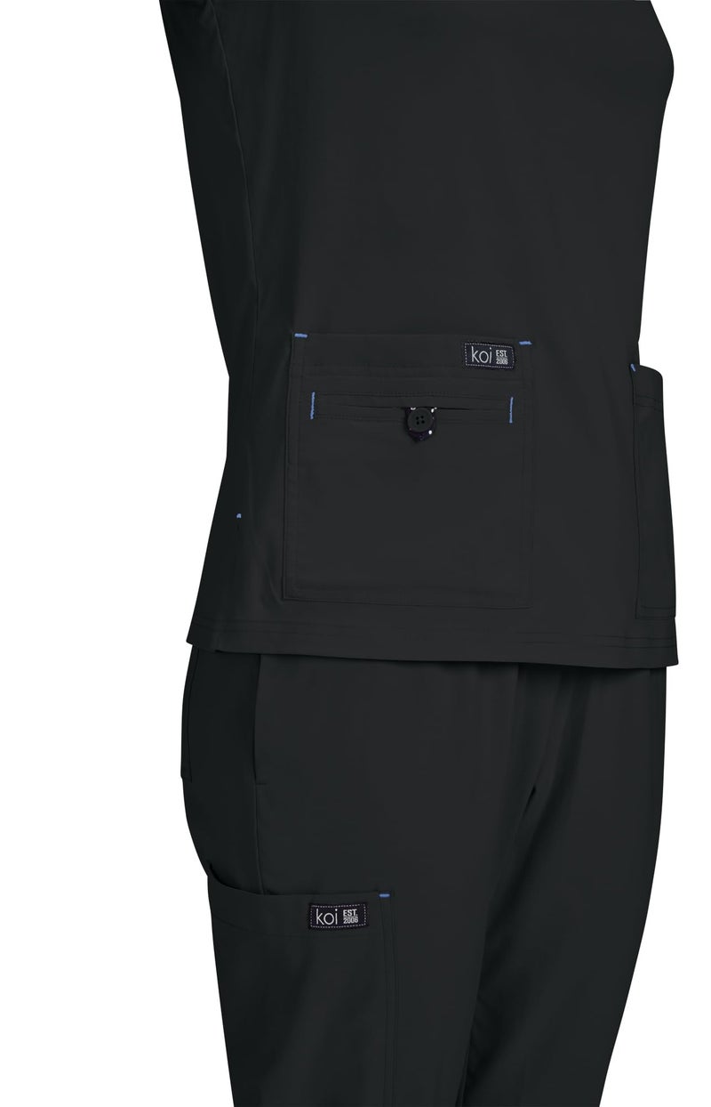 KOI بلوزة سكرب نسائية من كوي باسيكس بيكا بأربعة جيوب، سوداء، مقاس متوسط - Image 3